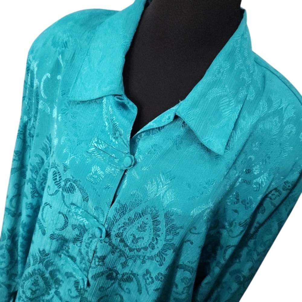 Christie & Jill Vintage Asian Inspired Long Sleeve Retro Long Tunic Size 2X Plus